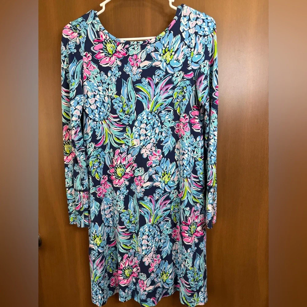 Lilly Pulitzer- Kaisley Dual-Neck, High Tide Navy, Pineapple Paradise Dress XS